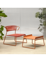 LISA LOUNGE CLUB poltrona in acciaio zincato e corda scelta colore design casa o contract