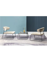 LISA LOUNGE armchair color choice in velvet and legs in painted steel design