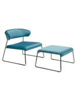 LISA LOUNGE pouf au choix en velours et pieds en acier peint