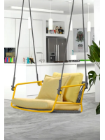 LISA SWING WITH SELF SUPPORTING STRUCTURE suspended swing seat in painted galvanized steel and nautical rope choice color