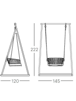 LISA SWING AVEC STRUCTURE AUTOPORTANTE siège de balançoire suspendu en acier galvanisé peint et corde nautique choix de couleur