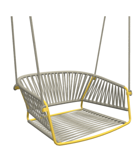 LISA SWING WITH SELF SUPPORTING STRUCTURE suspended swing seat in painted galvanized steel and nautical rope choice color