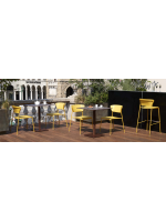LISA chair color choice in technopolymer and painted steel stackable for indoor or outdoor home bar restaurants