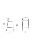 LISA stool h75 or 65 cm choice of colour in technopolymer and painted steel stackable for indoors or outdoors