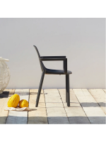 PIU' Chaise avec accoudoirs en technopolymère au choix de couleur empilable pour l'intérieur ou l'extérieur