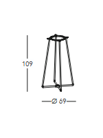 ATOMO BASIS 4 BEINE h 109 cm aus Stahl und Aluminium für eine maximale Höhe von 70 cm für Bars Chalets Restaurants