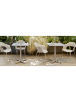 CROSS table avec plateau en stratifié et piètement en acier galvanisé peint gris tourterelle pour bars chalets restaurants