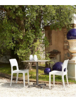 CROSS table avec plateau en stratifié et piètement en acier galvanisé peint gris tourterelle pour bars chalets restaurants