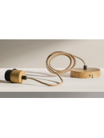 ACCESSORIO Steel ceiling light support with wood colored finish