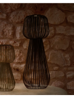 COURMAYE lampada da terra portatile in metallo nero o verde con pannello solare integrato rimovibile
