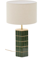 DENNET green ceramic and ecru fabric table lamp