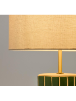 DENNET green ceramic and ecru fabric table lamp