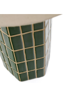DENNET green ceramic and ecru fabric table lamp