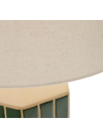 DENNET green ceramic and ecru fabric table lamp