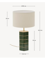 DENNET green ceramic and ecru fabric table lamp
