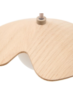 CAPTON lustre en placage de chêne avec 3 sphères en verre fumé blanc