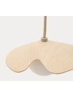 ERIT oak veneer chandelier with white smoked glass sphere