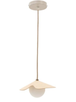 ERIT oak veneer chandelier with white smoked glass sphere