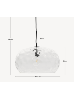 AMOSA lampe suspendue en verre transparent avec finition texturée