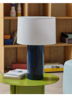 SCIROCCO lampe de table en céramique bleue et coton beige