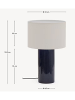 SCIROCCO lampe de table en céramique bleue et coton beige