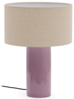 CENTUS Tischlampe aus lila Keramik und beiger Baumwolle