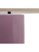 CENTUS lampada da tavolo in ceramica lilla e cotone beige