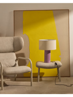 CENTUS lampada da tavolo in ceramica lilla e cotone beige