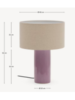 CENTUS lampe de table en céramique lilas et coton beige