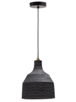 ABREK chandelier with wooden lampshade with black finish