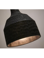 ABREK chandelier with wooden lampshade with black finish