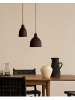 ABREK lampadario con paralume in legno con finitura nera