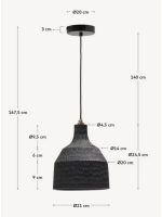 ABREK lampadario con paralume in legno con finitura nera