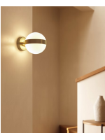 AMATO applique in metallo dorato e sfera di vetro smaltato