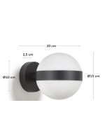 REGENT wall lamp in black metal and enamelled glass sphere