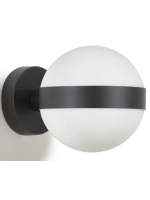 REGENT applique in metallo nero e sfera di vetro smaltato
