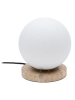 ITACA Tischlampe aus Travertin und Milchglaskugel Design