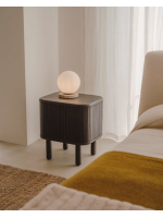 ITACA travertine table lamp and frosted glass sphere design