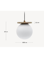 PATTY travertine ceiling lamp and frosted glass sphere design
