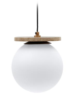 PATTY Deckenleuchte aus Travertin und Milchglaskugel Design