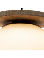 PATTY travertine ceiling lamp and frosted glass sphere design