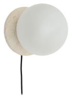 SLIDER travertine wall lamp and frosted glass sphere design
