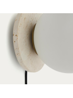 SLIDER travertine wall lamp and frosted glass sphere design