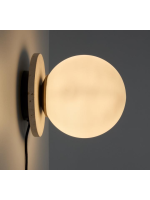 SLIDER lámpara de pared de travertino y esfera de vidrio esmerilado