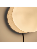 SLIDER travertine wall lamp and frosted glass sphere design