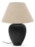 COMET Ceramic table lamp with black finish and natural linen lampshade