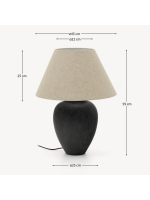 COMET Keramik Tischlampe mit schwarzem Finish und Lampenschirm aus natürlichem Leinen
