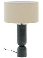 CATRIN green marble and grey linen lampshade table lamp