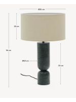 CATRIN green marble and grey linen lampshade table lamp