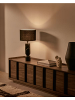 ANGHERA black marble and black linen lampshade table lamp